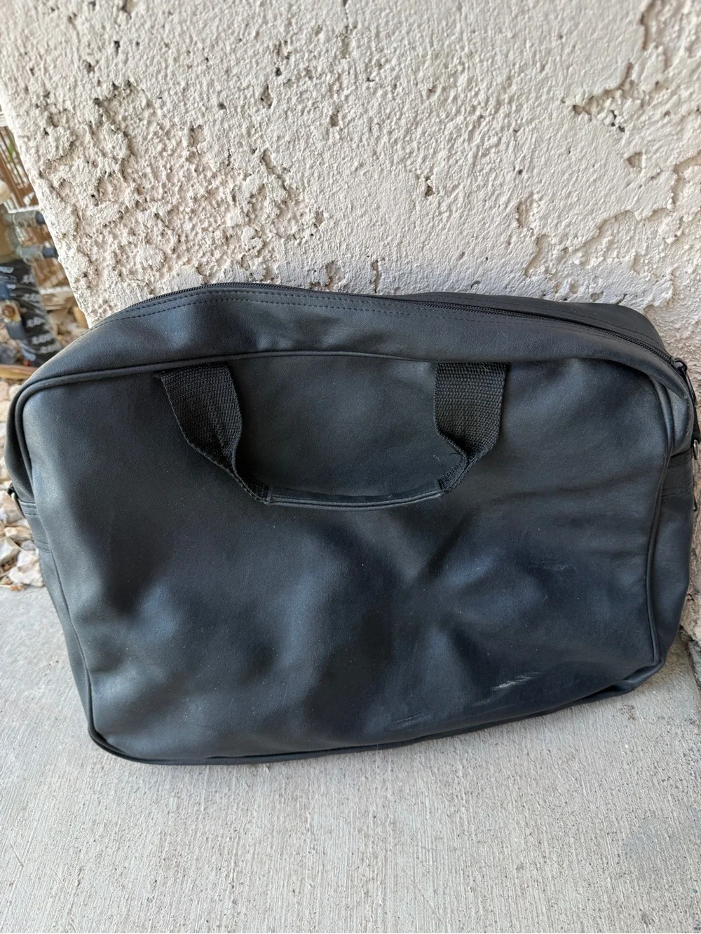 Renwick Black Laptop Messenger Briefcase Faux Leather Work Travel Bag